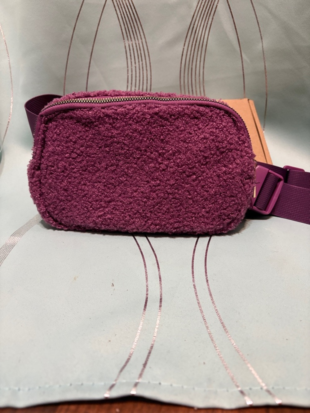 Plush Sherpa Crossbody Belt Bag - Plum